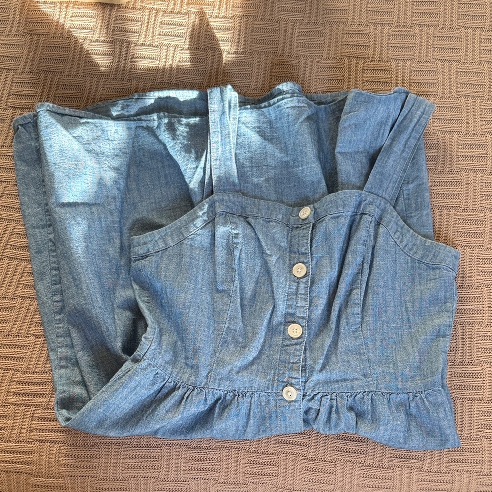 100% Cotton J. Crew Blue Button-Down Dress